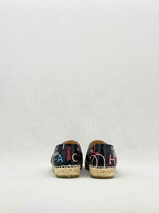 CHANEL Espadrille Black Multicolor Size EU 39 Flats