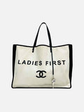 CHANEL Ladies First White & Black Tote Bag