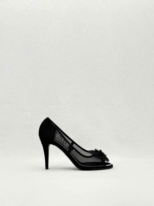 CHANEL Mesh Camellia Black Size EU 38 Pumps