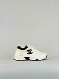 CHANEL REV White w/ Black CC Logo Size EU 35.5 Sneakers