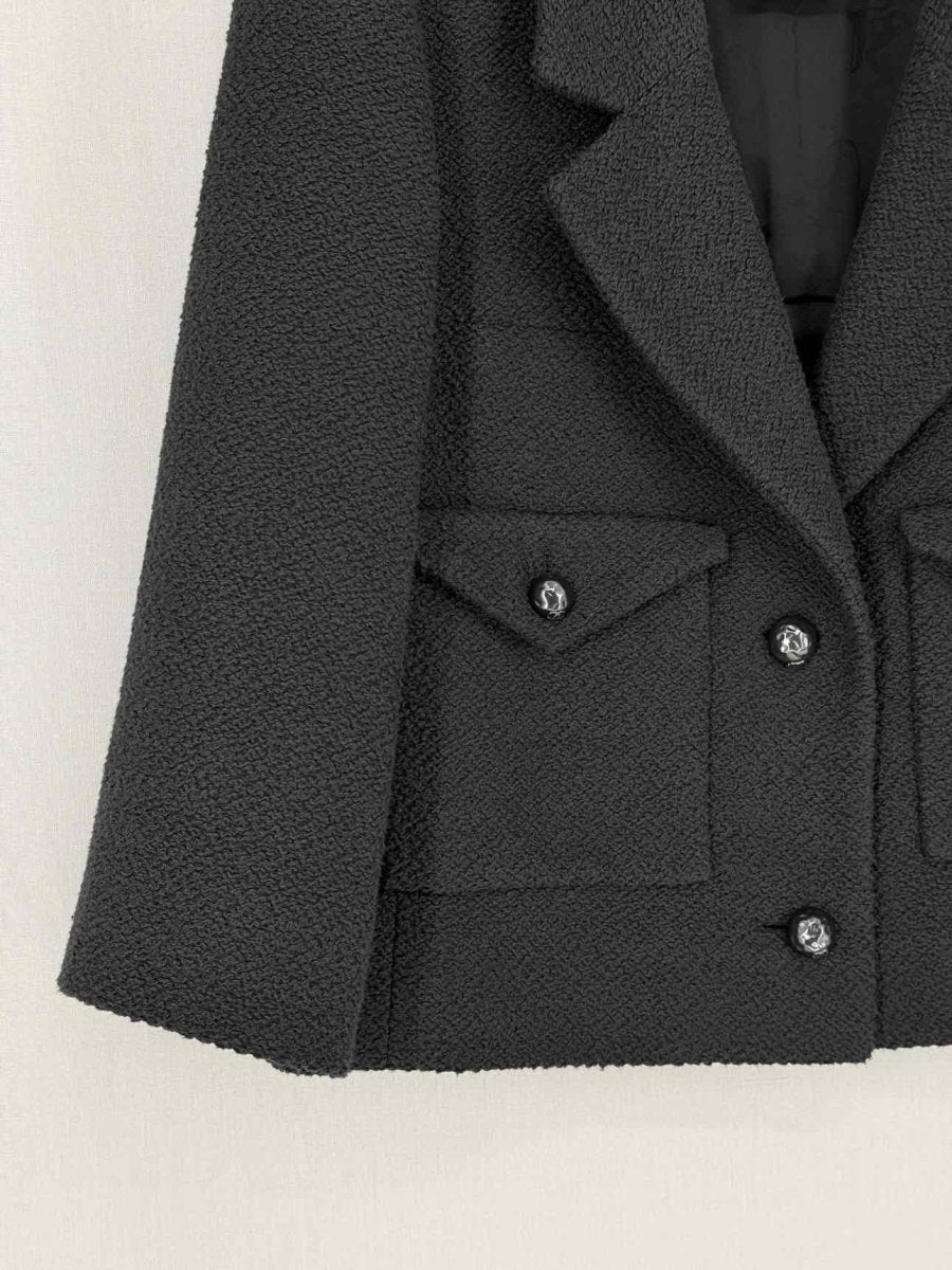 CHANEL Short Boxy Tweed Black Size US 8 Jacket