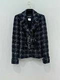 CHANEL Tweed Black & Silver Size US 6 Jacket