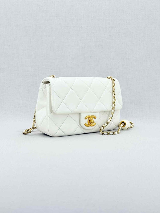 CHANEL White Quilted Crossbody