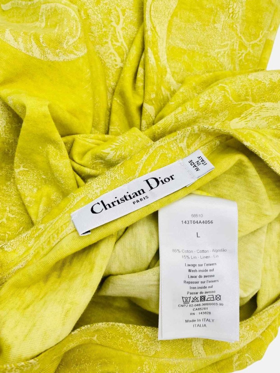 CHRISTIAN DIOR Green Printed Size Large T-shirt