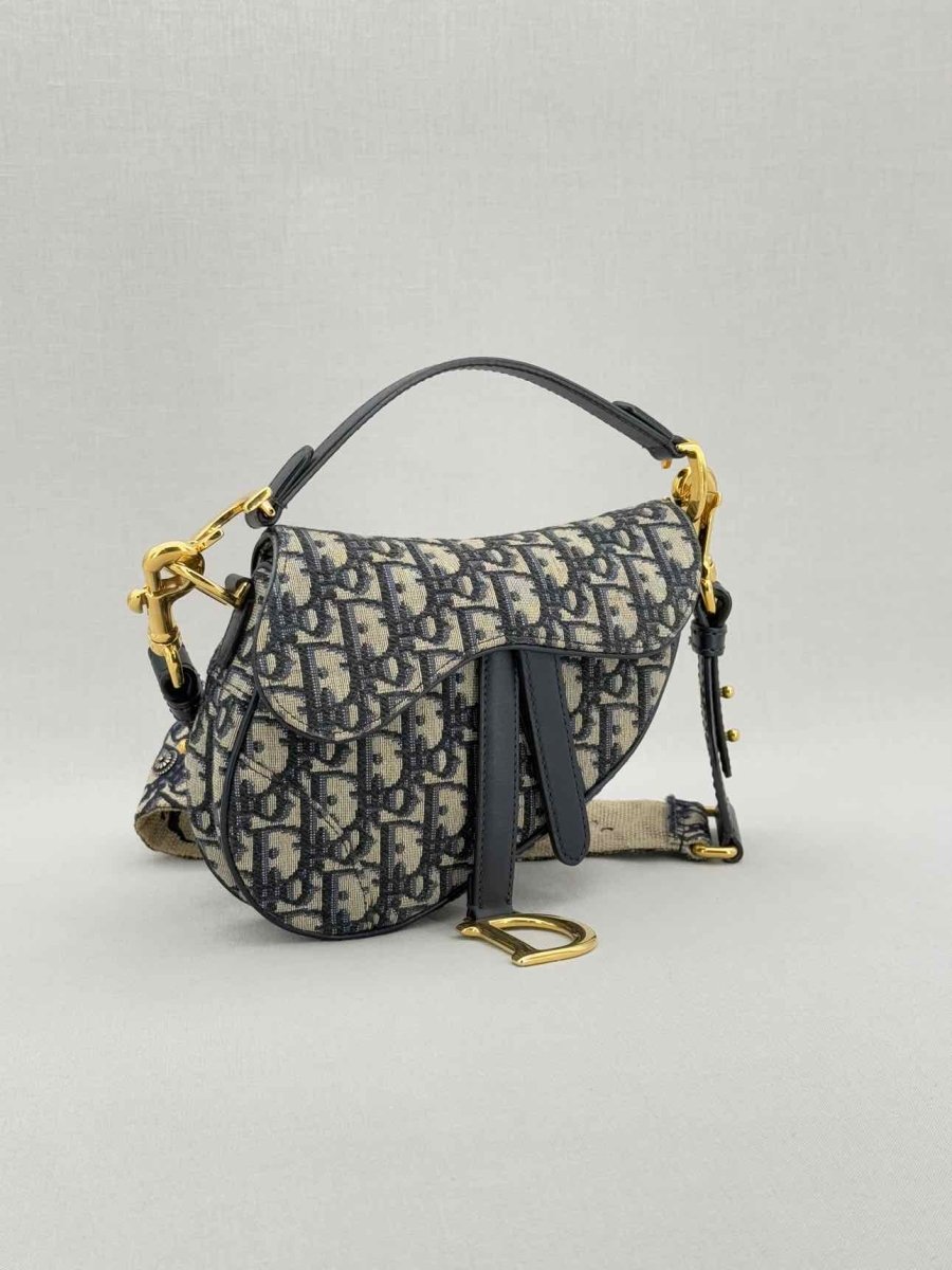 CHRISTIAN DIOR Blue Jacquard Saddle Bag