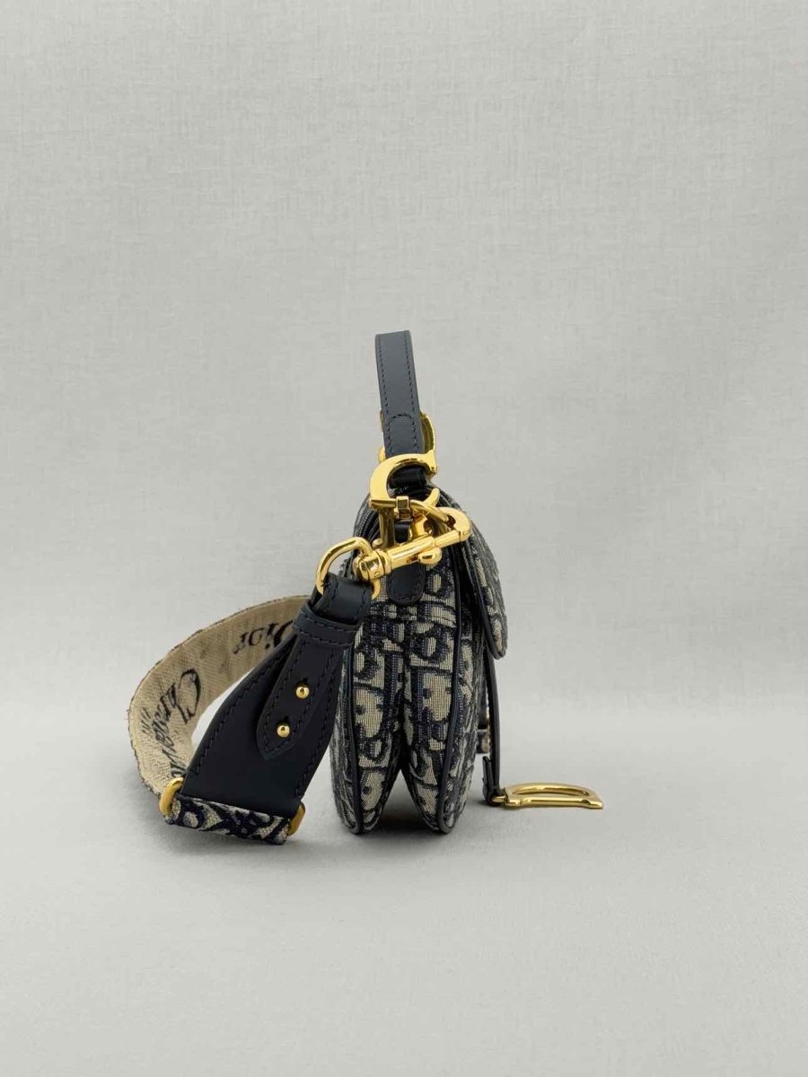CHRISTIAN DIOR Blue Jacquard Saddle Bag