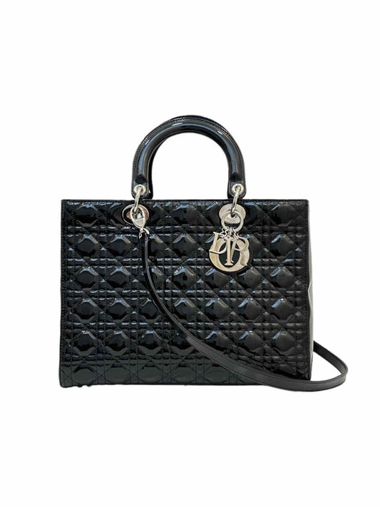 CHRISTIAN DIOR Lady Dior Black Quilted Top Handle