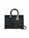 CHRISTIAN DIOR Lady Dior Black Quilted Top Handle