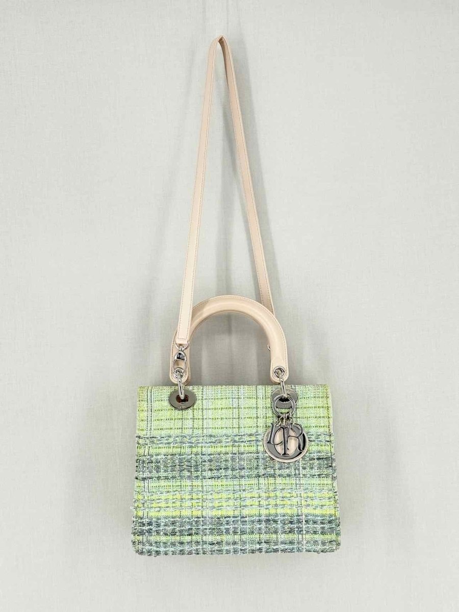 CHRISTIAN DIOR Lady Dior Green & Sliver Top Handle