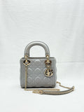 CHRISTIAN DIOR Lady Dior Silver Cannage Top Handle