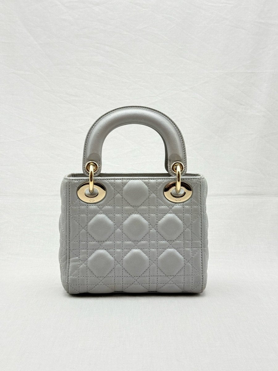 CHRISTIAN DIOR Lady Dior Silver Cannage Top Handle