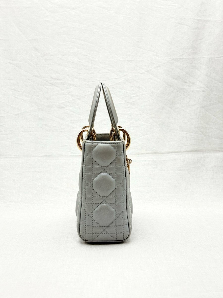 CHRISTIAN DIOR Lady Dior Silver Cannage Top Handle