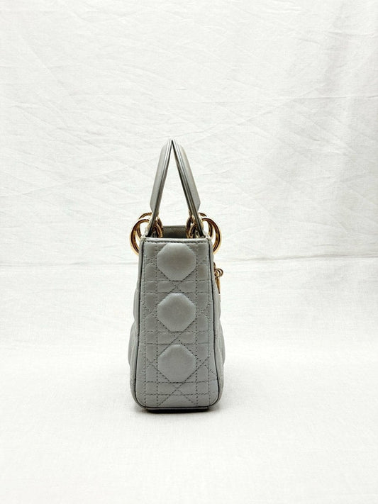 CHRISTIAN DIOR Lady Dior Silver Cannage Top Handle