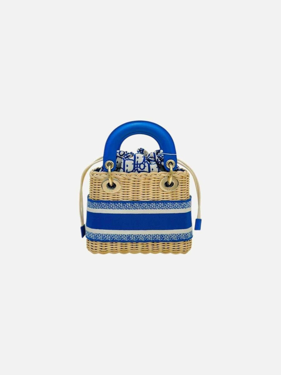 CHRISTIAN DIOR Wicker Oblique Blue & White Top Handle