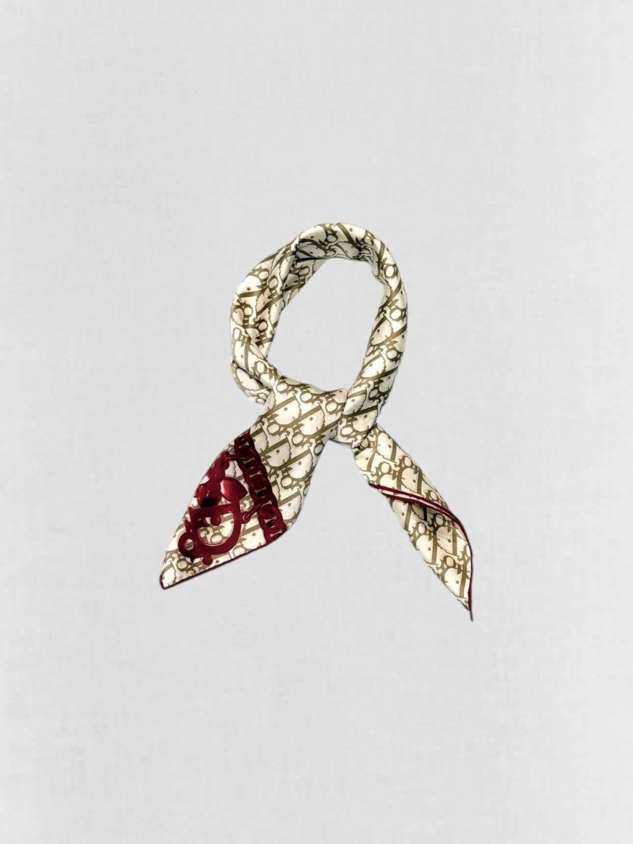 DIOR Beige & Red Oblique Scarf