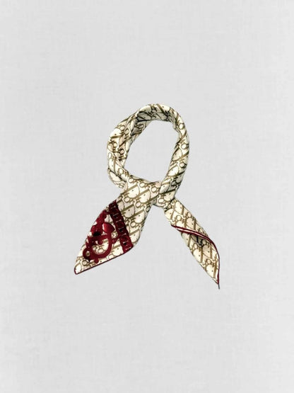 DIOR Beige & Red Oblique Scarf