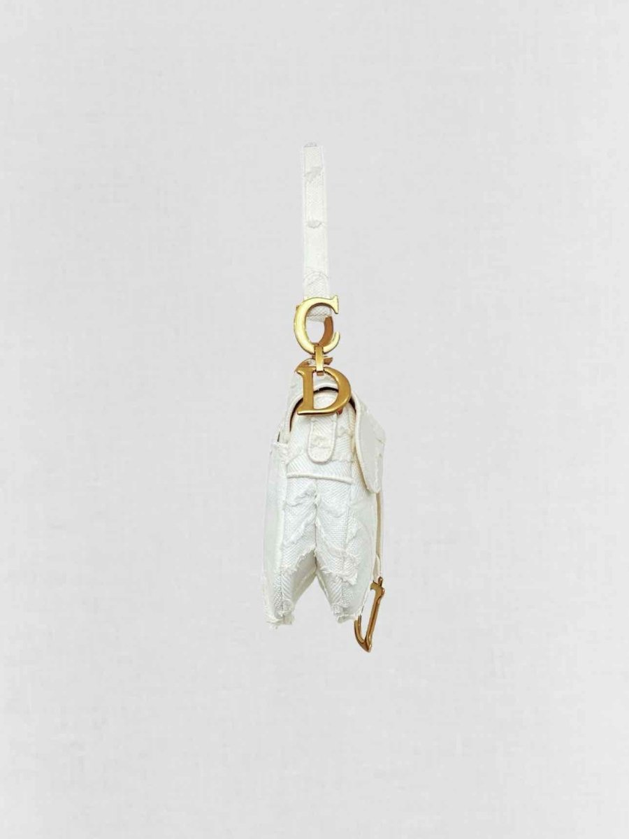 DIOR White Jacquard Saddle Bag