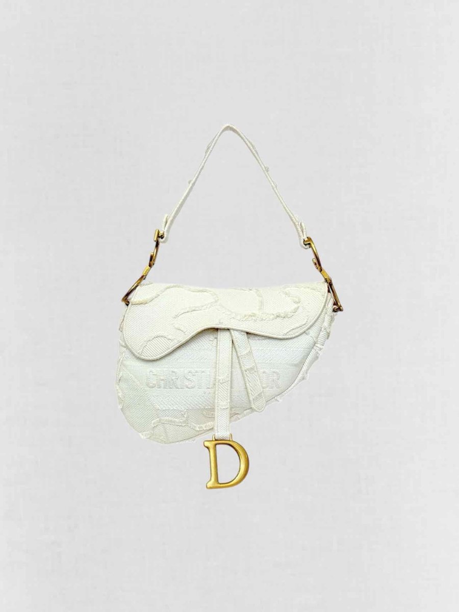 DIOR White Jacquard Saddle Bag