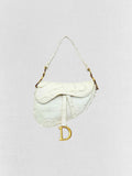 DIOR White Jacquard Saddle Bag