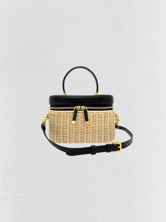 DIOR Wicker CD Black & Beige Top Handle