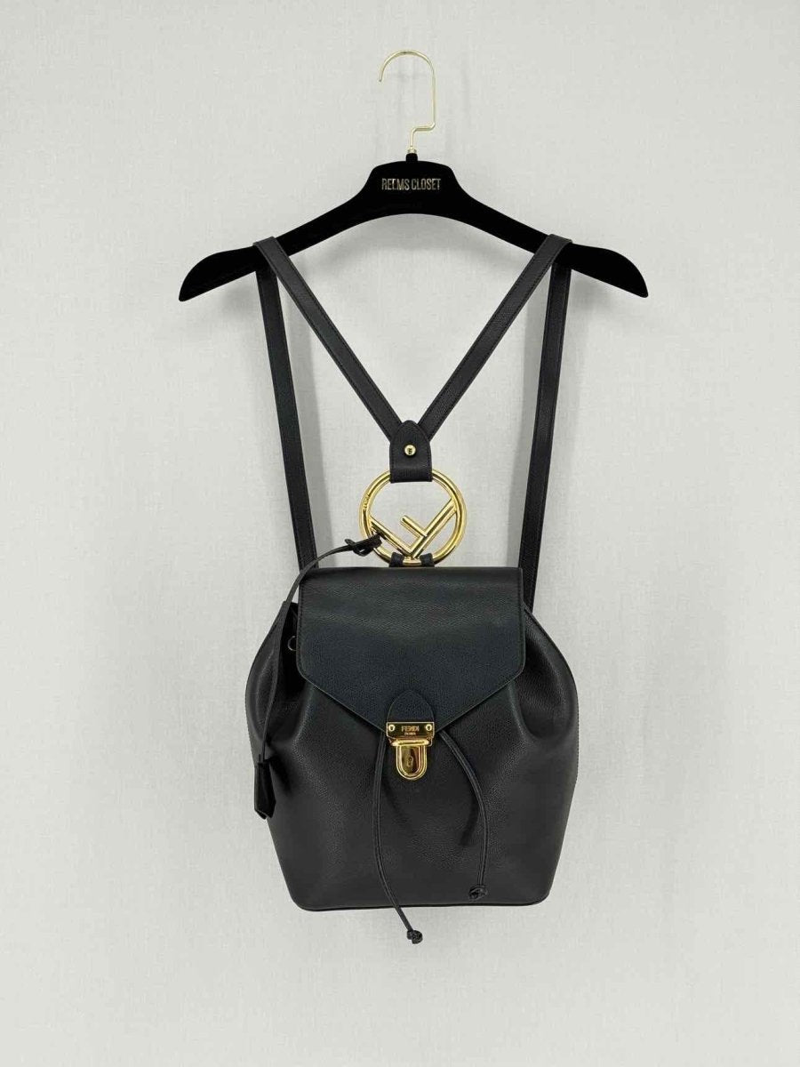 FENDI Black Drawstring Backpack