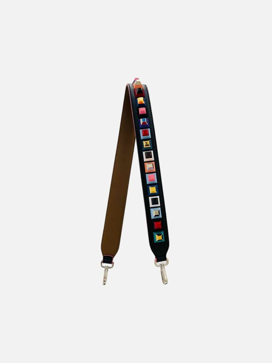 FENDI Rainbow Black Multicolor Bag Strap