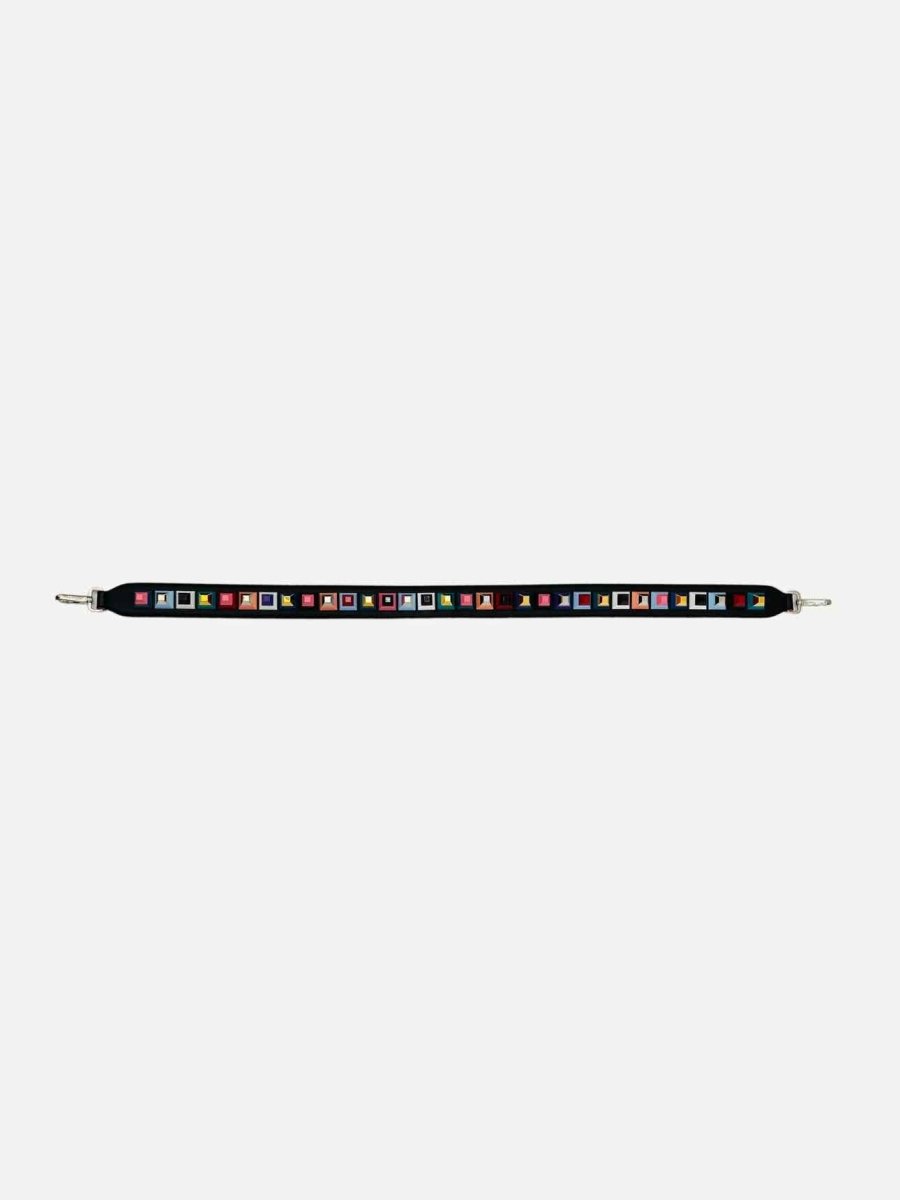 FENDI Rainbow Black Multicolor Bag Strap