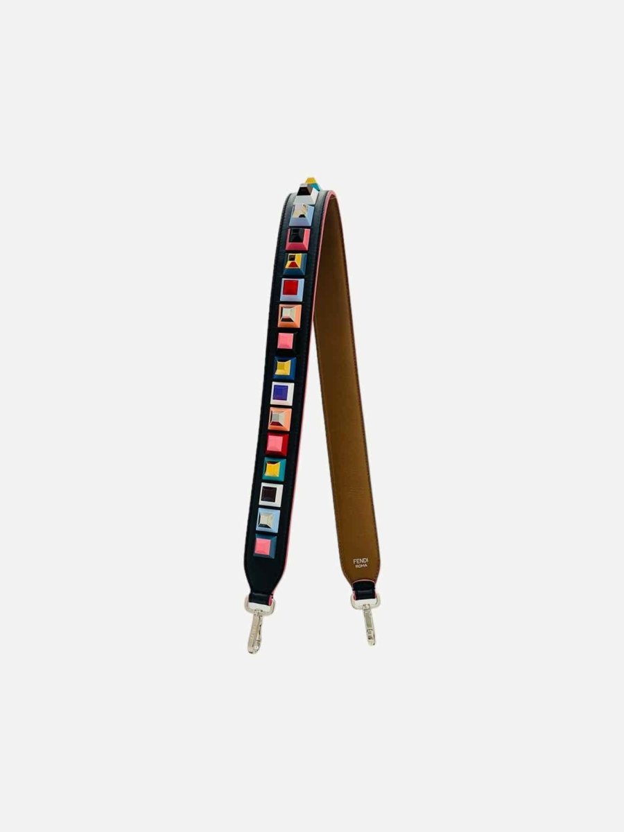 FENDI Rainbow Black Multicolor Bag Strap