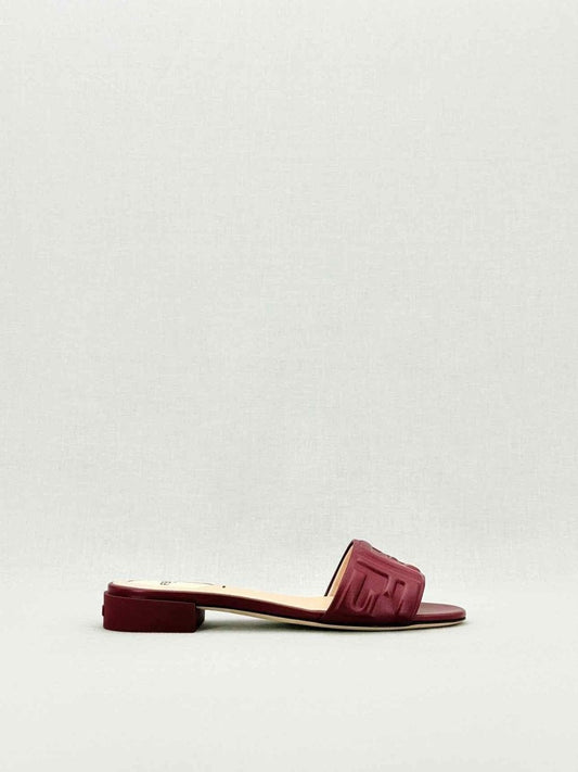 FENDI Red Logo Embossed Size EU 38 Mules