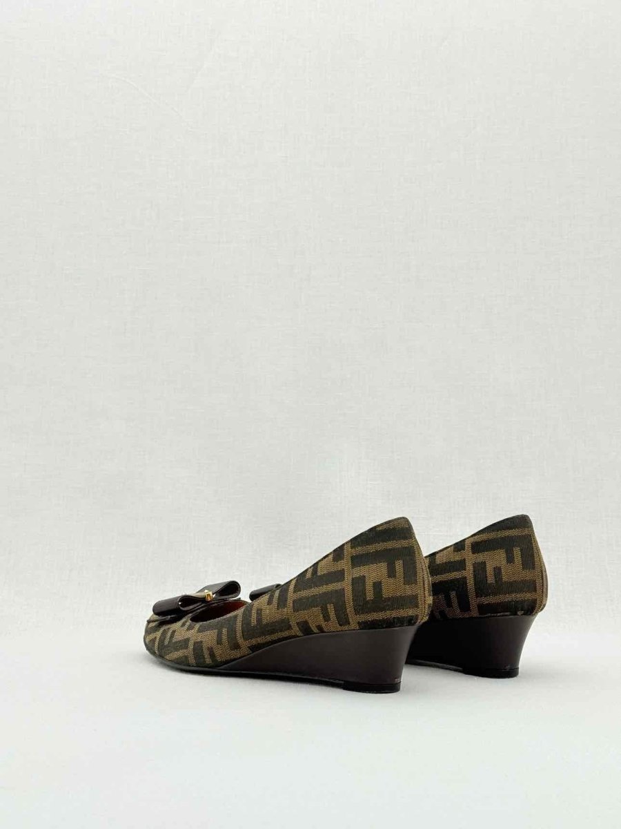 FENDI Wedge Brown FF Zucca Size EU 38 Pumps