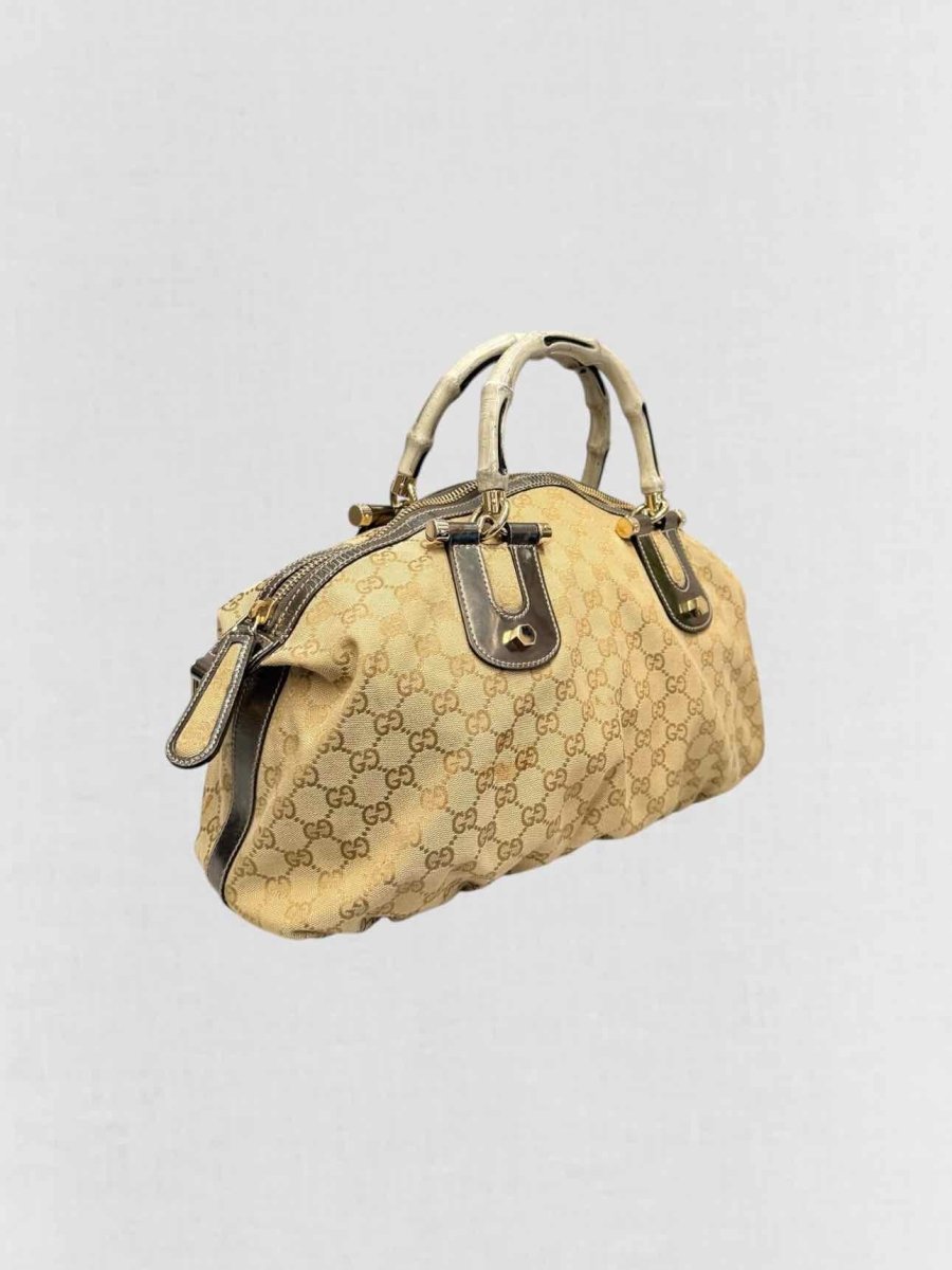 GUCCI Beige & Bronze Guccissima Top Handle