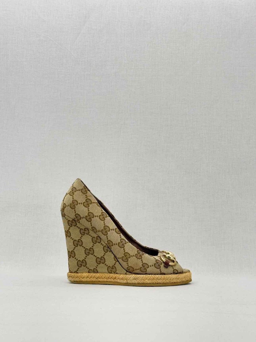 GUCCI Beige Guccissima Size EU 37 Wedges