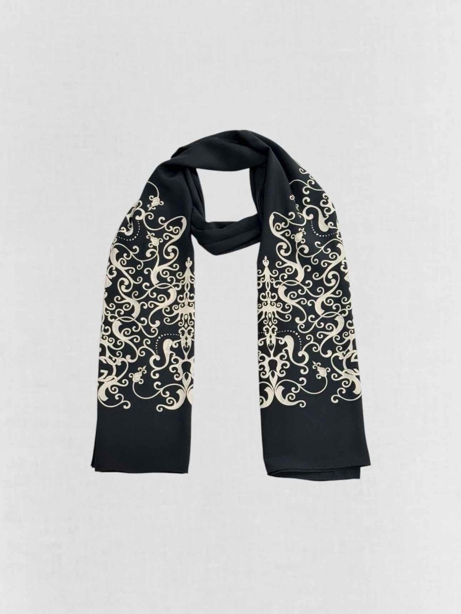 GUCCI Black Multicolor Printed Scarf