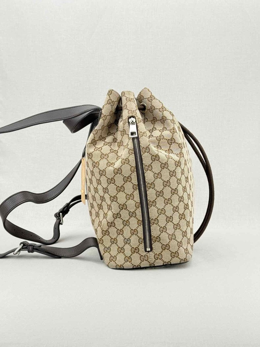 GUCCI Drawstring Brown GG Backpack