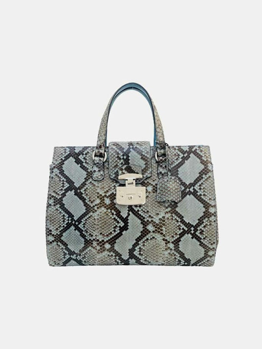 GUCCI Lady Lock Blue & Brown Top Handle