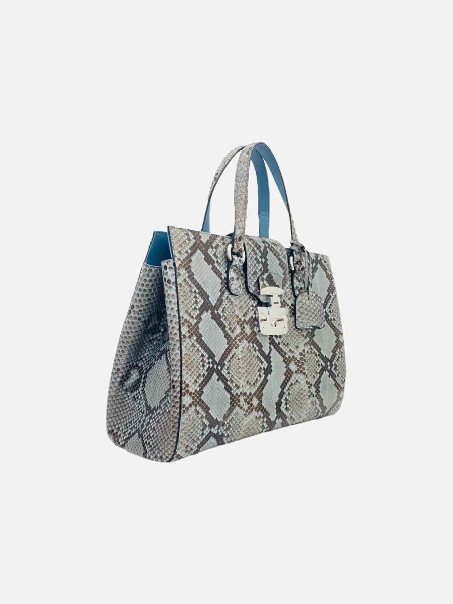 GUCCI Lady Lock Blue & Brown Top Handle