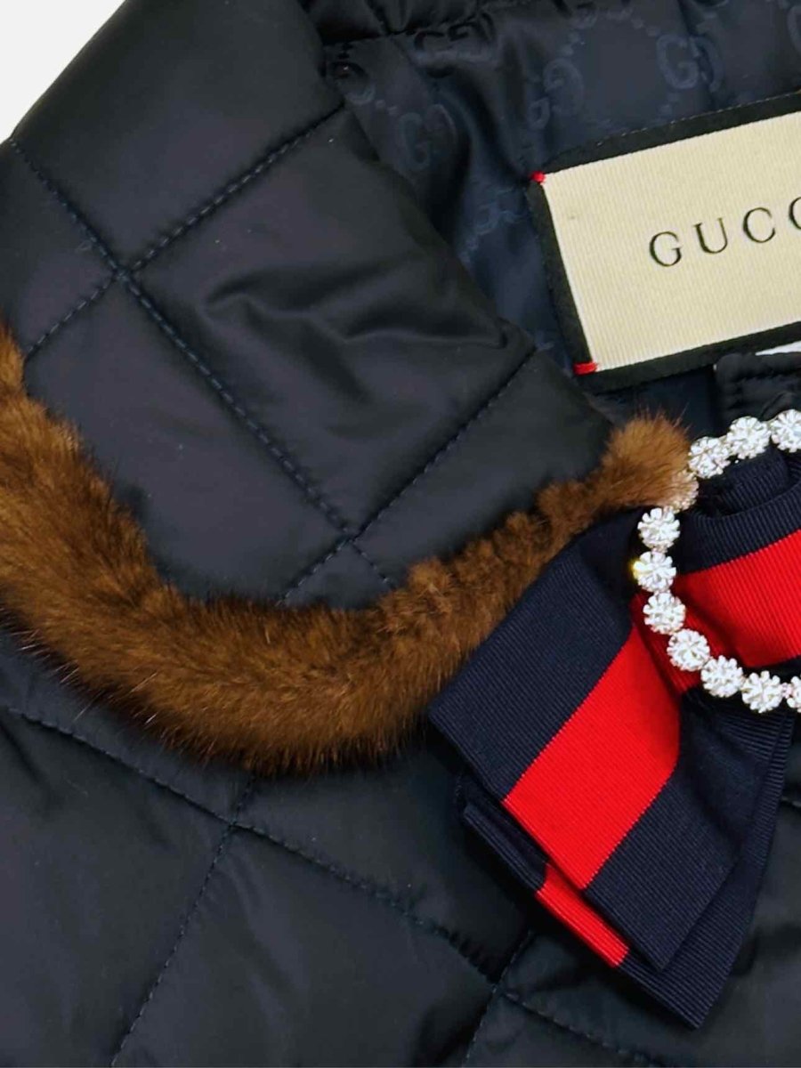 GUCCI Quilted Navy Blue Size US 4 Jacket