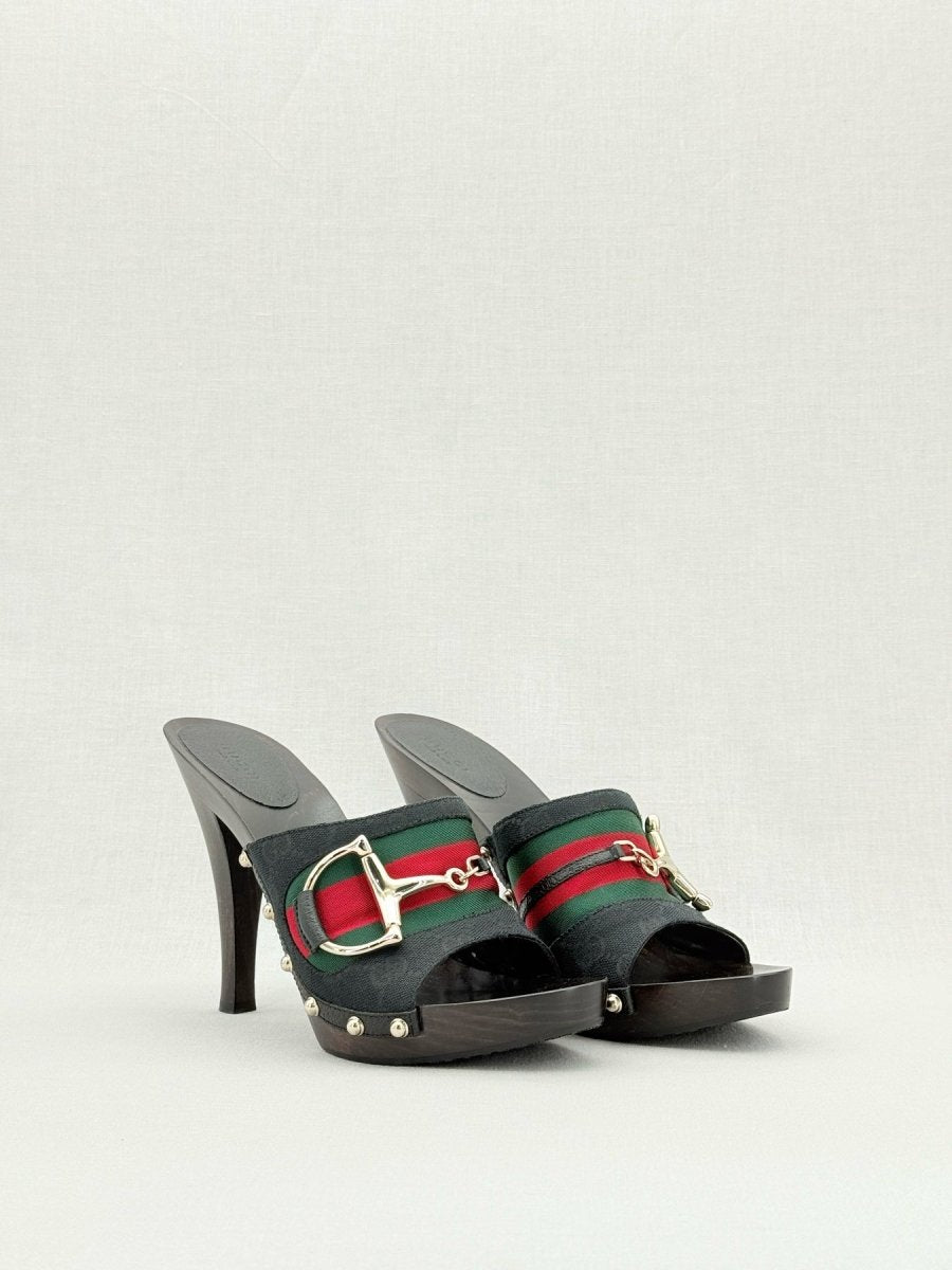 GUCCI Web Horsebit Black Size EU 40 Mules