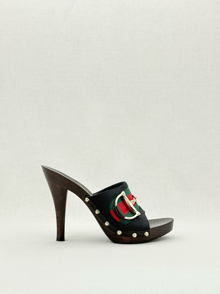 GUCCI Web Horsebit Black Size EU 40 Mules