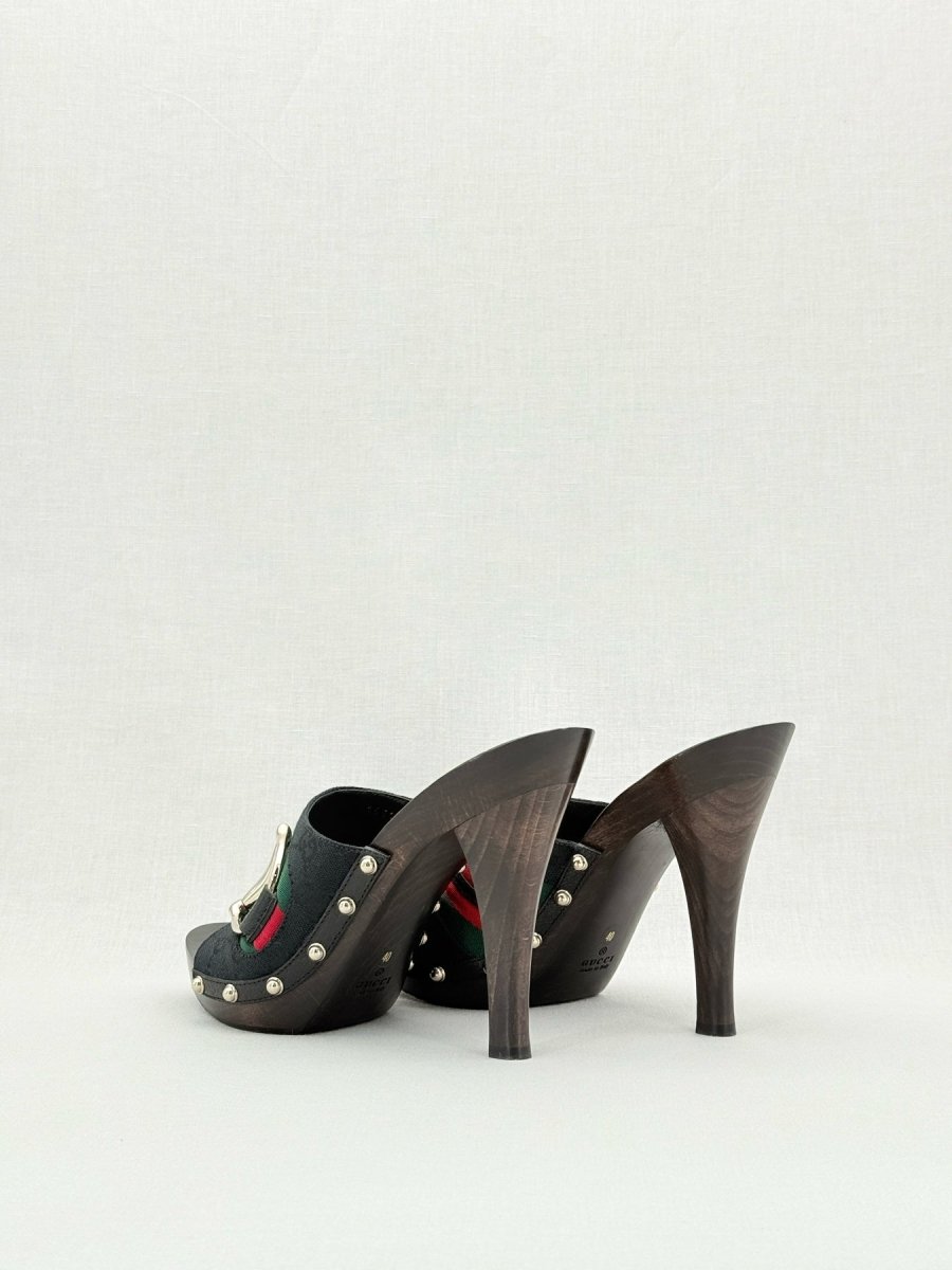 GUCCI Web Horsebit Black Size EU 40 Mules