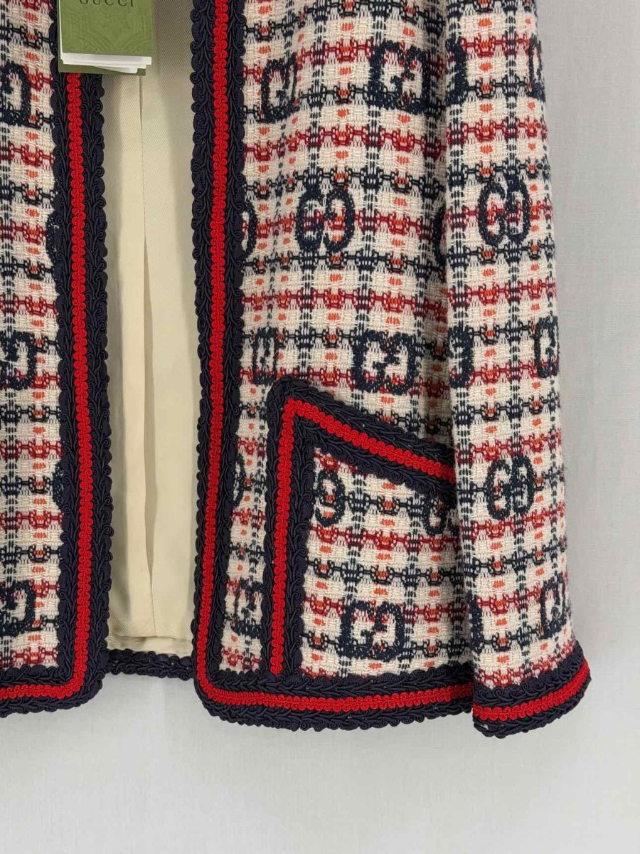 GUCCI White & Blue Checked Size US 8 Jacket