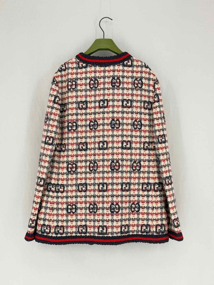 GUCCI White & Blue Checked Size US 8 Jacket