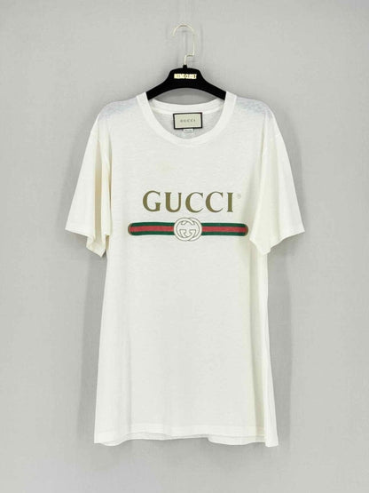GUCCI White Logo Print Size Small Top