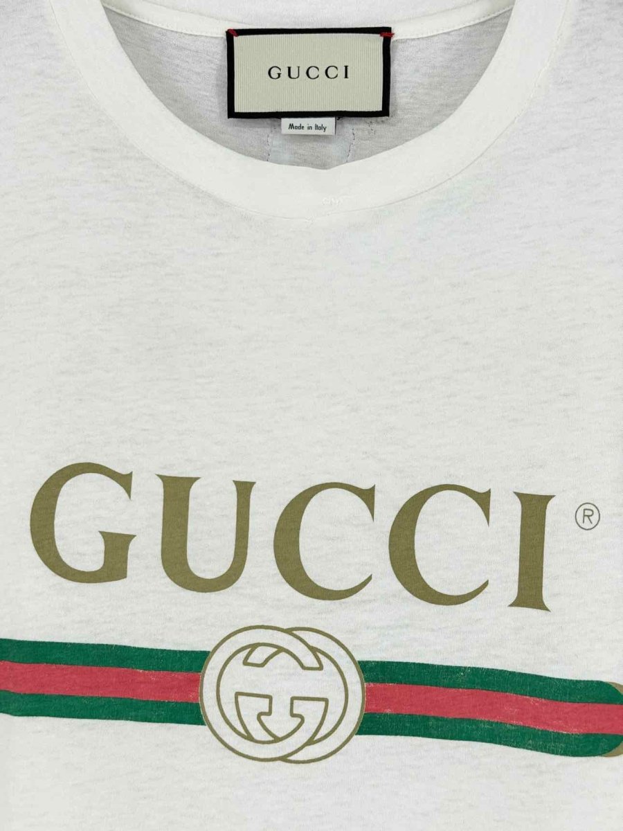 GUCCI White Logo Print Size Small Top