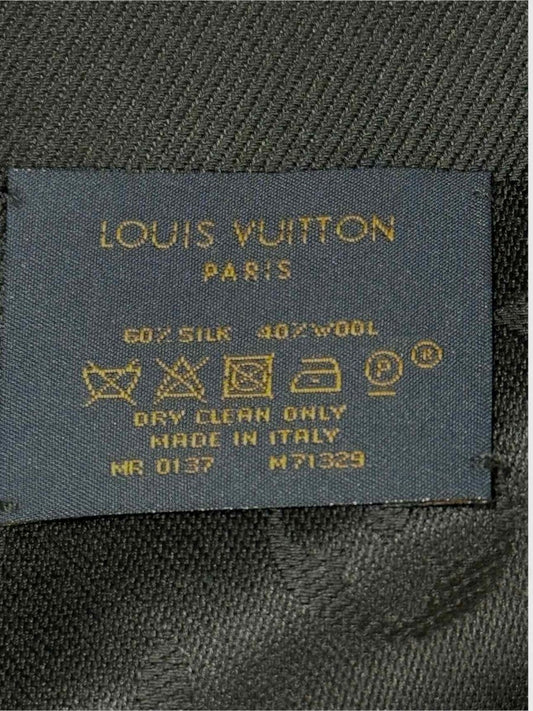 LOUIS VUITTON Black Fringed Scarf