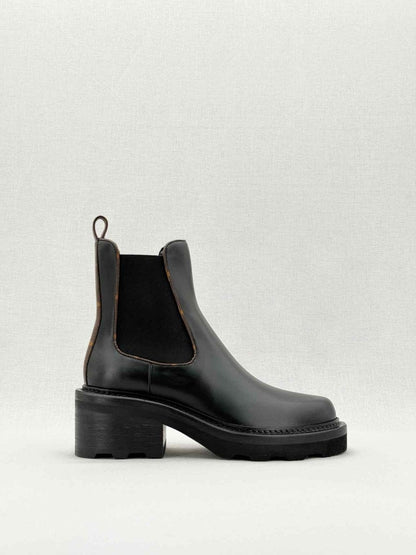 LOUIS VUITTON Black Monogram Size EU 38.5 Ankle Boots