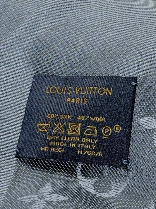 LOUIS VUITTON Blue Fringed Scarf