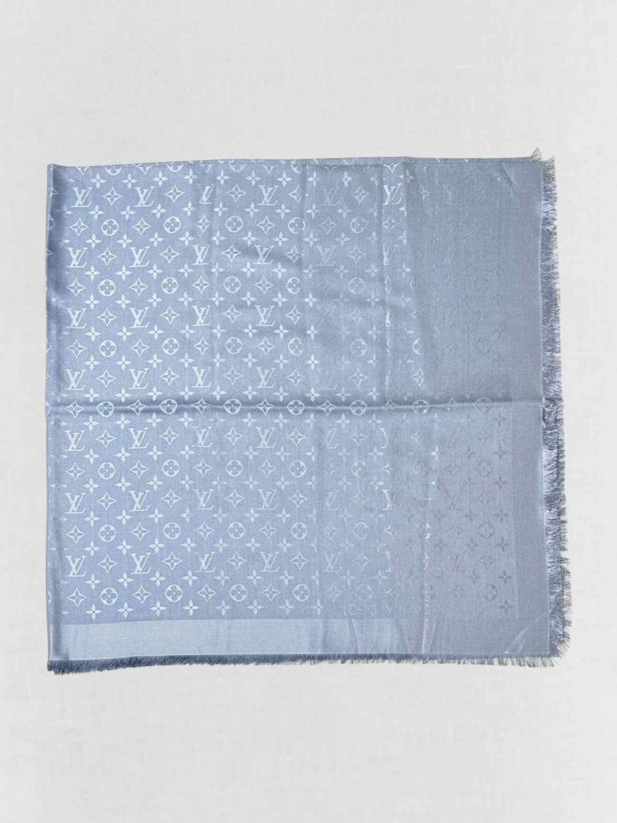 LOUIS VUITTON Blue Fringed Scarf