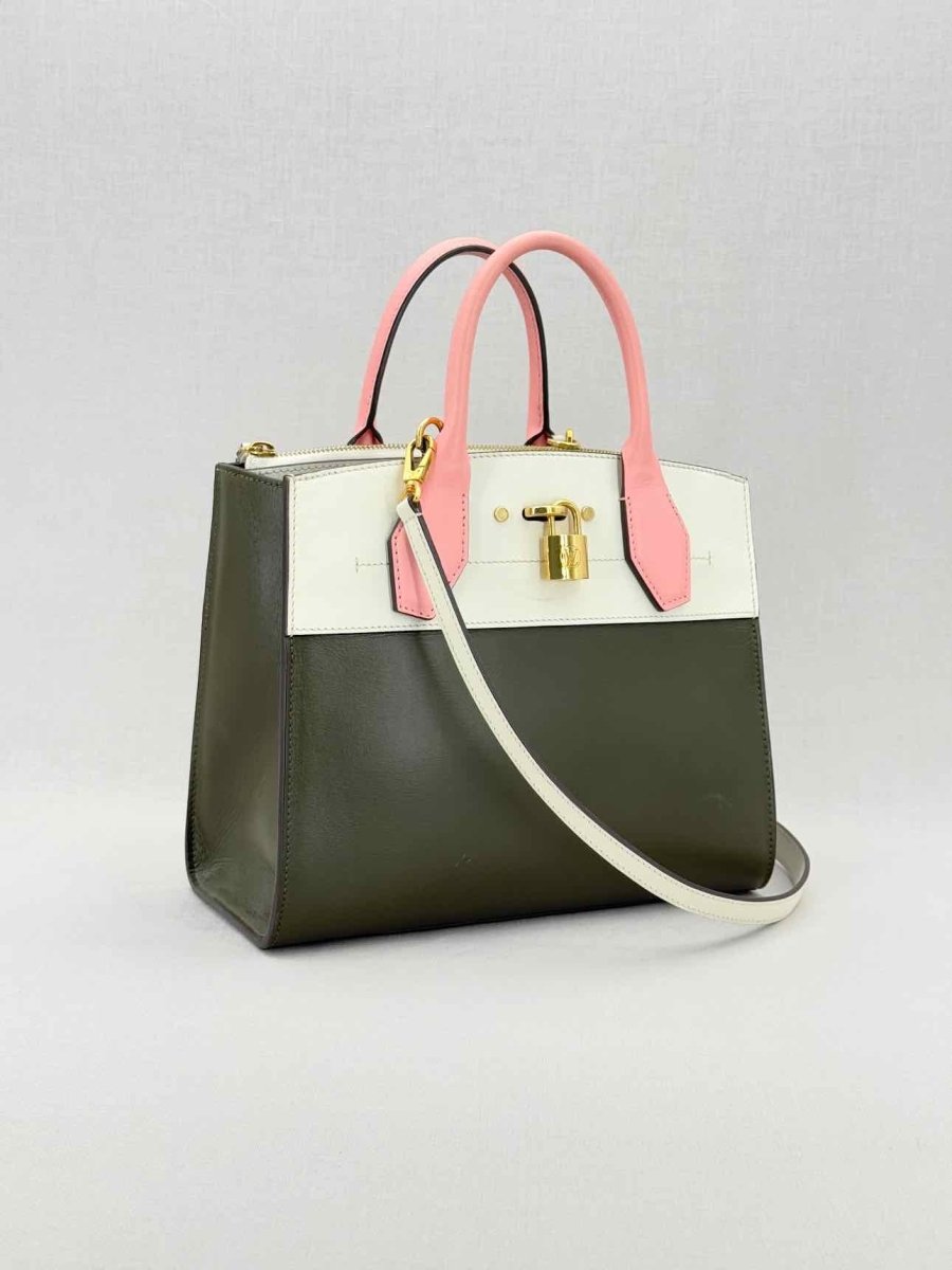 LOUIS VUITTON Green, White & Pink Top Handle
