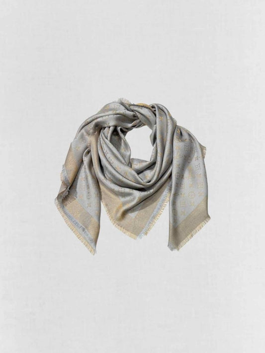 LOUIS VUITTON Grey & Beige Shawl